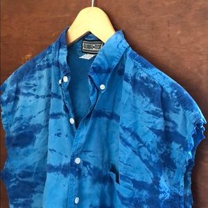 Vintage tye-dye button-down cutoff.